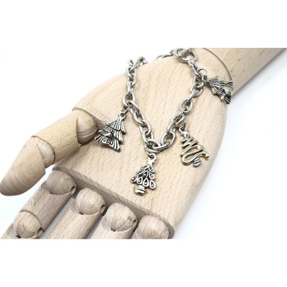 Vintage Christmas Holiday Tree Charm Bracelet Ornate Elegant Design 8" -Hey Viv - Picture 3 of 7